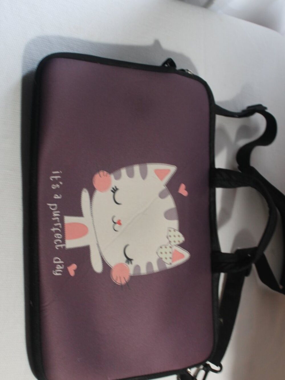 Richen Neoprene Purple Kitty Laptop Case
